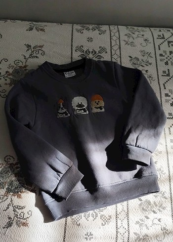 Gri Erkek Çocuk Nakışlı Sweatshirt - Görsel 2