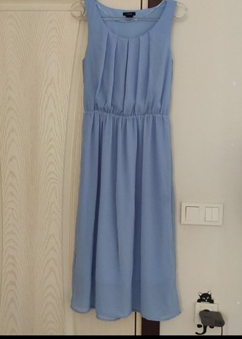 s Beden mavi Renk Mavi şifon Midi Elbise