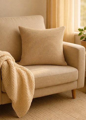 Bej Modern Dokulu Kırlent - Görsel 2