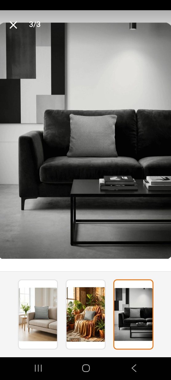 Bej Kanepe Üzerinde Gri Modern kirlent kilifi - Görsel 2