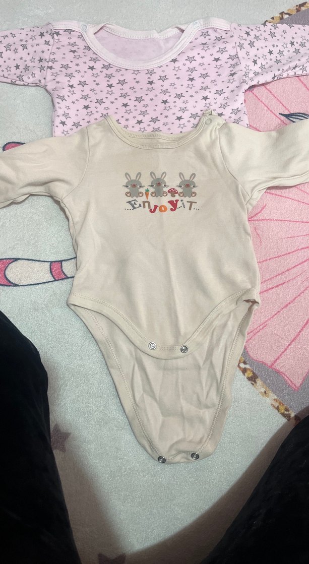 Uzun Kollu, Nakışlı Kız Bebek Çıtçıtlı Body - Görsel 3