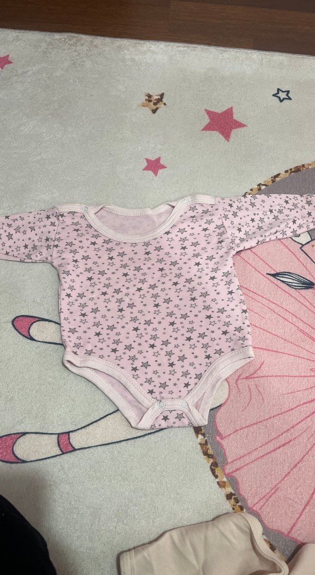 Uzun Kollu, Nakışlı Kız Bebek Çıtçıtlı Body - Görsel 2