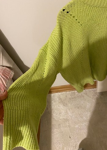 Parlak Yeşil Yüksek Yakalı Triko Kazak - Görsel 2