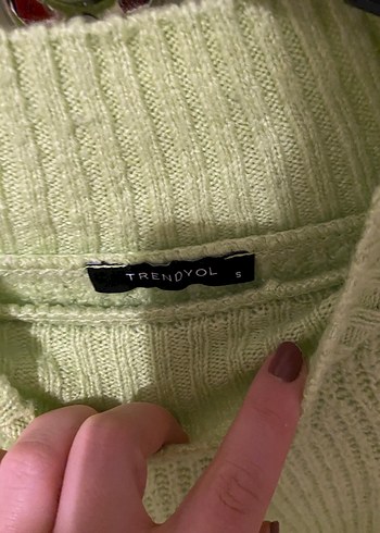 Parlak Yeşil Yüksek Yakalı Triko Kazak - Görsel 5