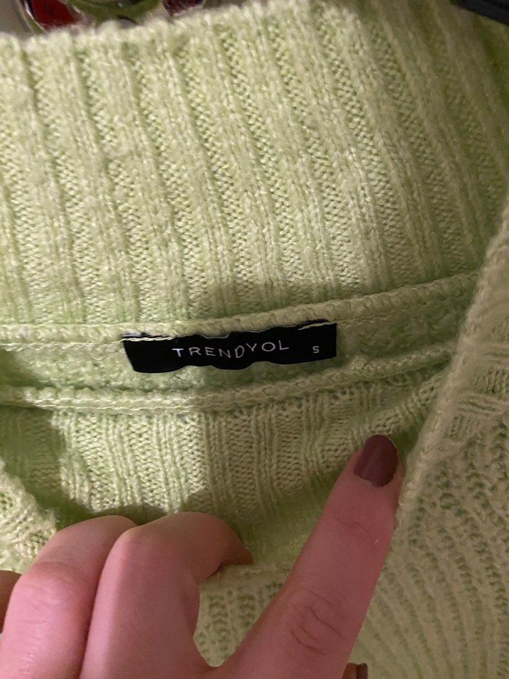 Parlak Yeşil Yüksek Yakalı Triko Kazak - Görsel 5