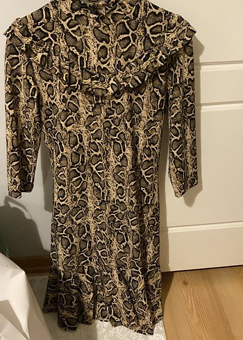 Yılan Desenli fakir Kollu Bohem Elbise - Görsel 3