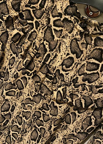 Yılan Desenli fakir Kollu Bohem Elbise - Görsel 4