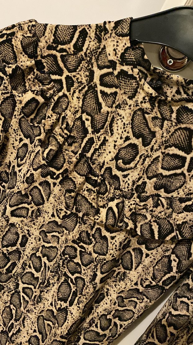 Yılan Desenli fakir Kollu Bohem Elbise - Görsel 4