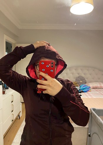 Bordo Fermuarlı Yüksek Yakalı Kadın Ceket - Görsel 3