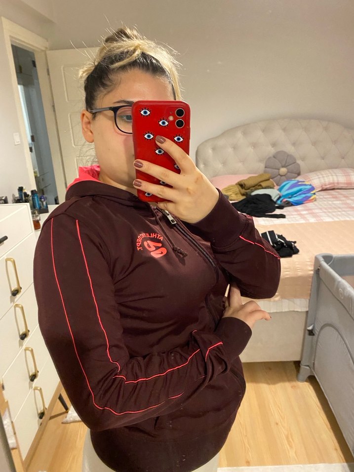 Bordo Fermuarlı Yüksek Yakalı Kadın Ceket - Görsel 2