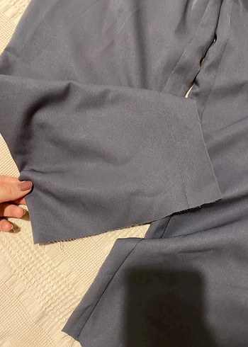 Kadın Gri Kumaş Kemerli Pantolon - Görsel 4