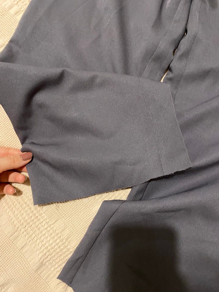 Kadın Gri Kumaş Kemerli Pantolon - Görsel 4