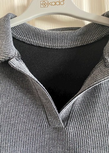 Gri Uzun Kollu Triko Elbise - Görsel 2