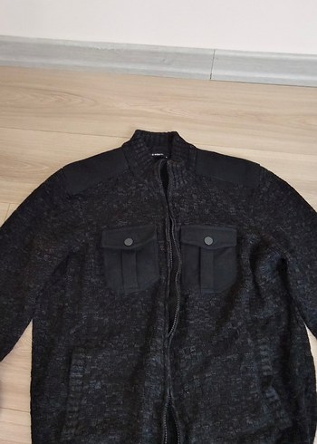 Koyu Gri Erkek fermuarlı Hırka, Normal Boy, Rahat Kesim - Görsel 4