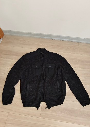 Koyu Gri Erkek fermuarlı Hırka, Normal Boy, Rahat Kesim - Görsel 5