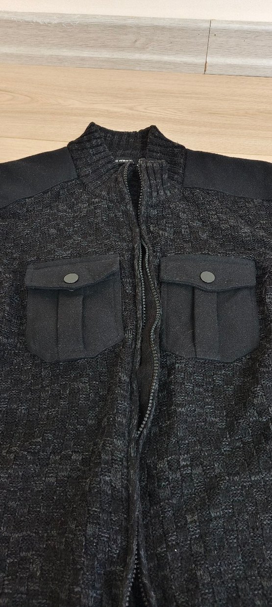 Koyu Gri Erkek fermuarlı Hırka, Normal Boy, Rahat Kesim - Görsel 3