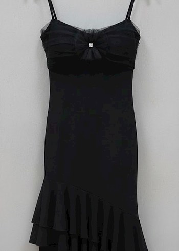 Siyah Straplez Uzun Kadın Elbise - Görsel 2