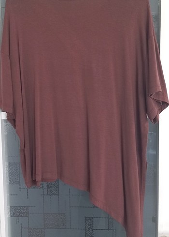 kahverengi asimetrik tişört - Görsel 2