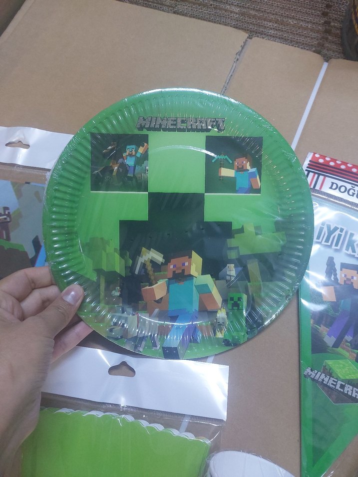 Minecraft Temalı Yeşil Doğum Günü Parti Seti - Görsel 2