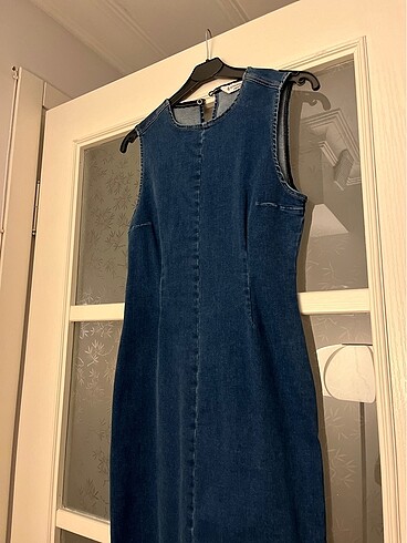 m Beden Slim fit midi kot elbise#kotelbise #jeanelbise