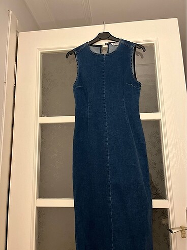 m Beden mavi Renk Slim fit midi kot elbise#kotelbise #jeanelbise