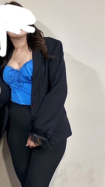 Tüylü blazer ceket