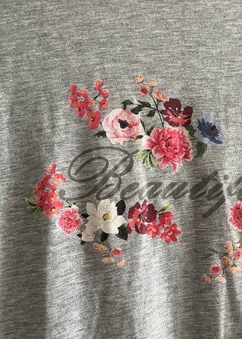 Gri Nakışlı Uzun Kollu Hamile Tuniği - Görsel 2