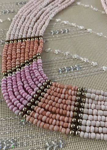 Uzun Pastel Renkli Boncuklu Bohem Kolye - Görsel 2