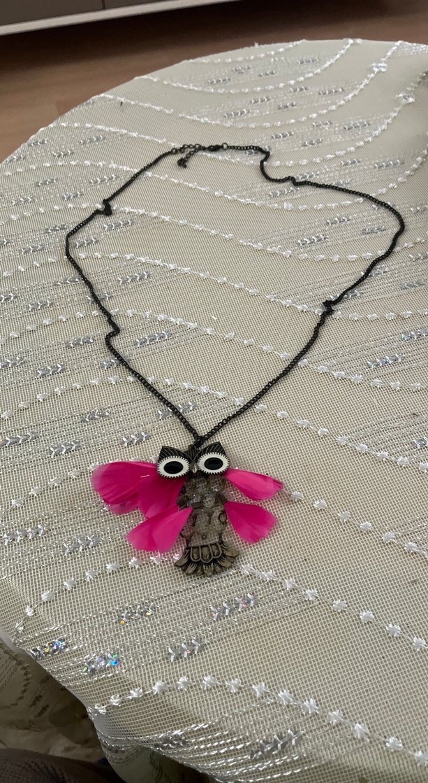 Pembe Tüy Detaylı Bohem Uzun Kolye - Görsel 2