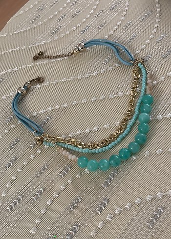 Turkuaz Boncuklu Kısa Bohem Kolye - Görsel 2