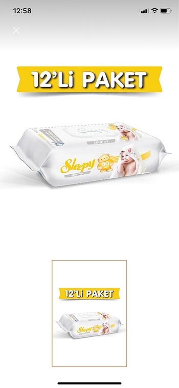 Sleepy ıslak mendil bebek havlusu 12 adet