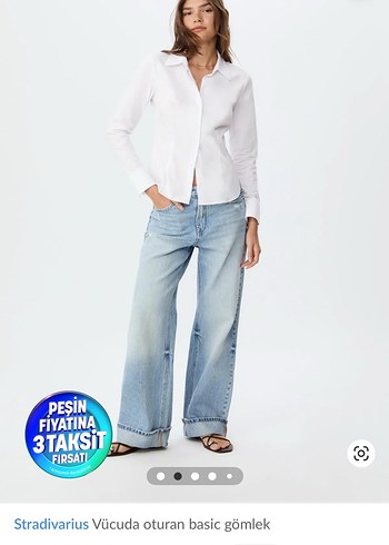 xs Beden Stradivarius vücuda oturan Beyaz Basic Uzun Kollu Gömlek