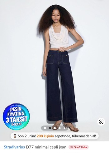 Stradivarius D77 Genis Paca Jean Koyu Lacivert Yuksek Bel