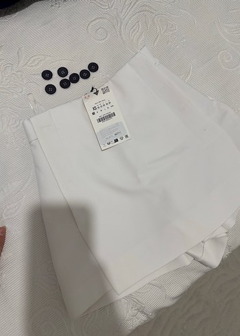 Zara Zara BEYAZ Mini şort etek Düğmeli