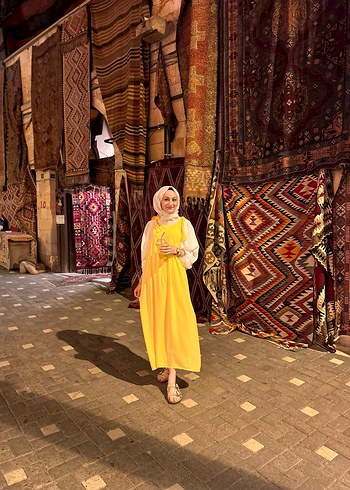 Sarı Bohem Uzun Şifon Elbise - Görsel 2