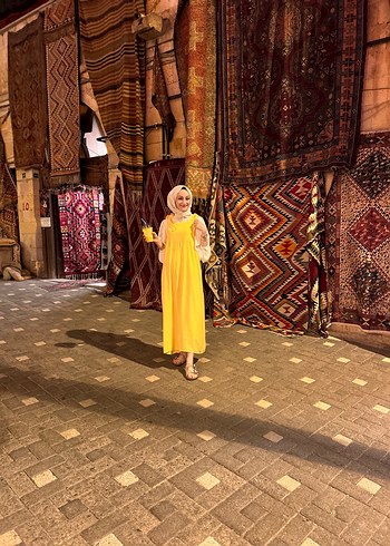 Sarı Bohem Uzun Şifon Elbise - Görsel 4