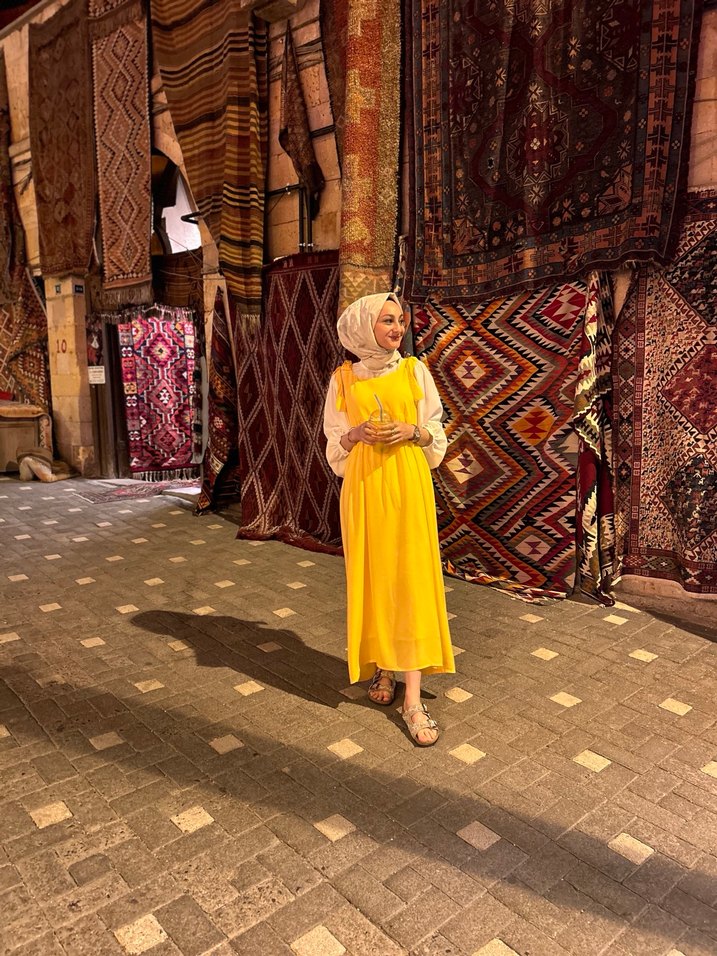 Sarı Bohem Uzun Şifon Elbise - Görsel 3