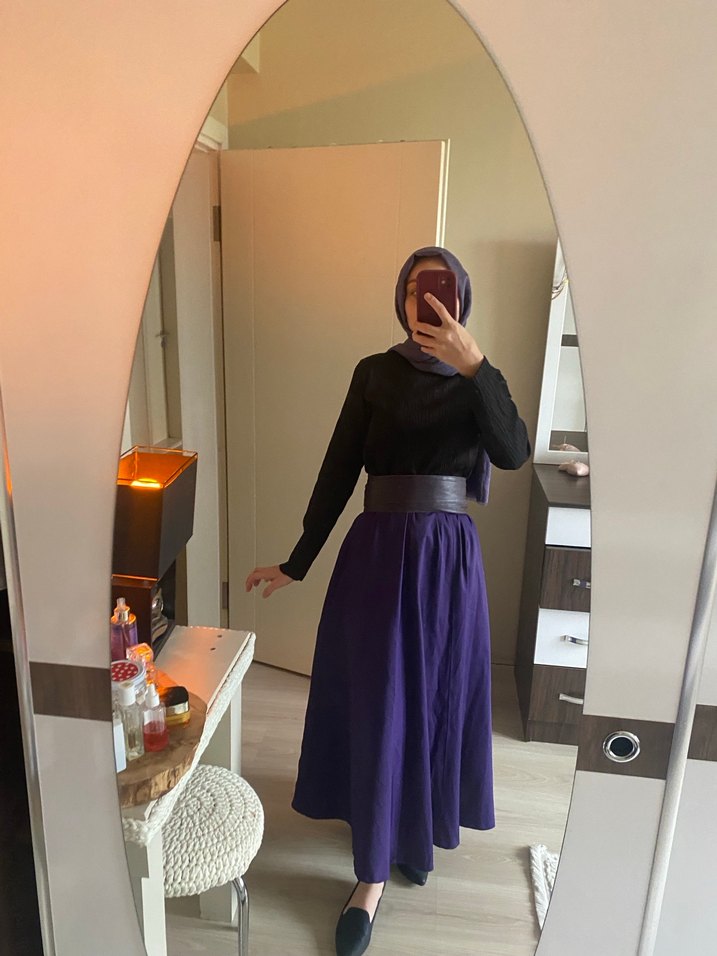 Mor Rahat Kesim uzun Etek - Görsel 5