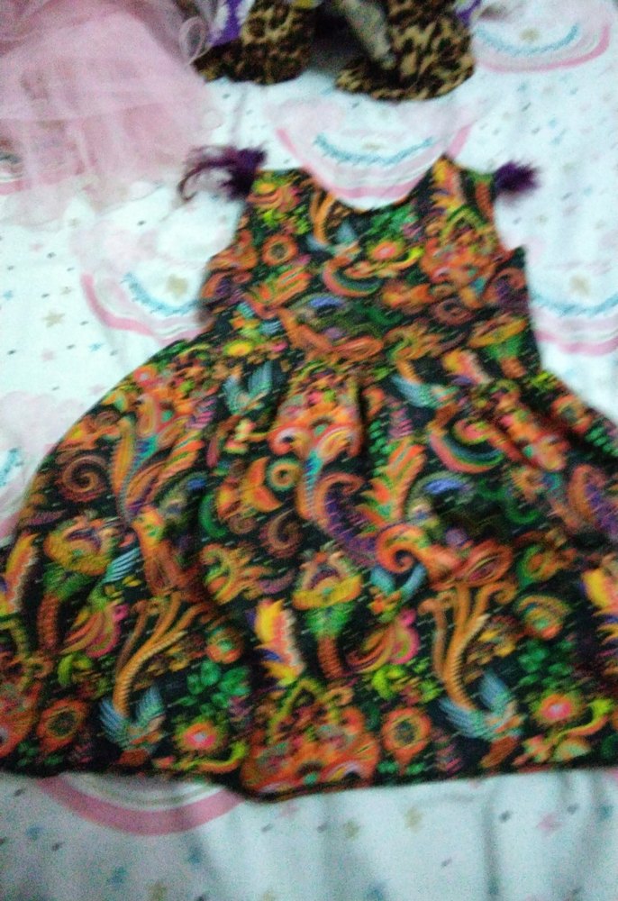 Renkli Bohem Kız Elbisesi Fırfırlı - Görsel 2