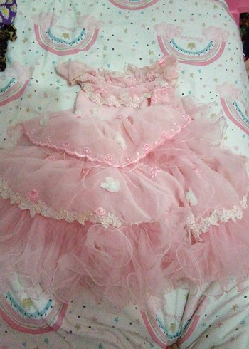 Pembe Fırfırlı Kız Çocuk Elbisesi - Görsel 5