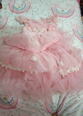 Pembe Fırfırlı Kız Çocuk Elbisesi - Görsel 2