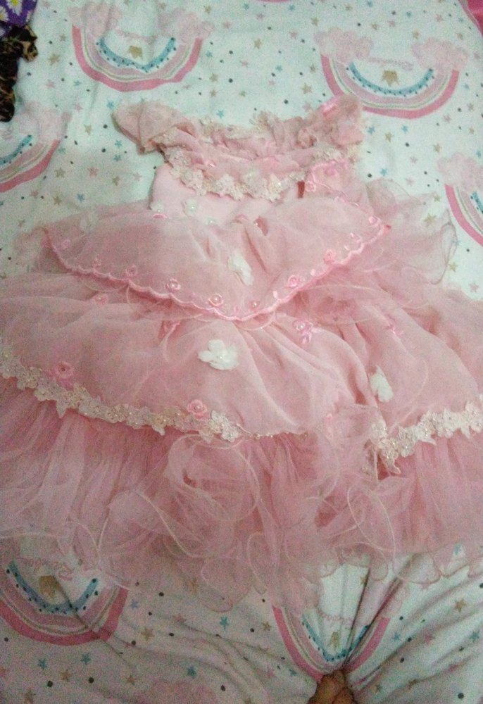 Pembe Fırfırlı Kız Çocuk Elbisesi - Görsel 3