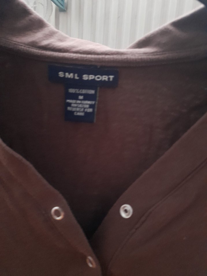 Düğmeli V Yakalı Kahverengi Hamile Gömleği - Görsel 2