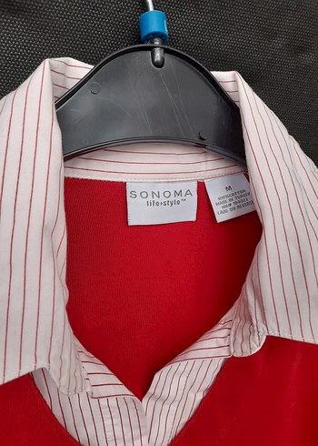 Parlak Kırmızı V Yaka Hamile Gömlek - Görsel 5