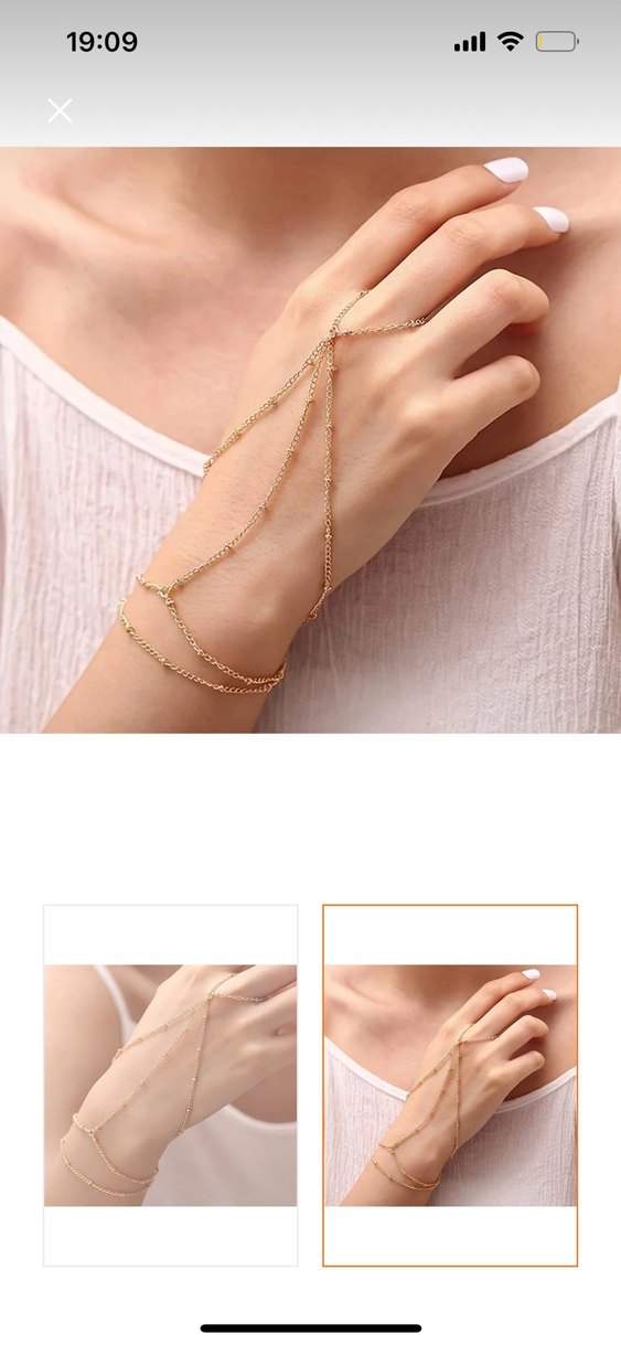 Zincir Detaylı Altın Renk Bohem Kadın El Zinciri - Görsel 2