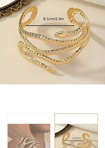 Yılan Desenli Altın Renk Kadın El Zinciri - Görsel 2