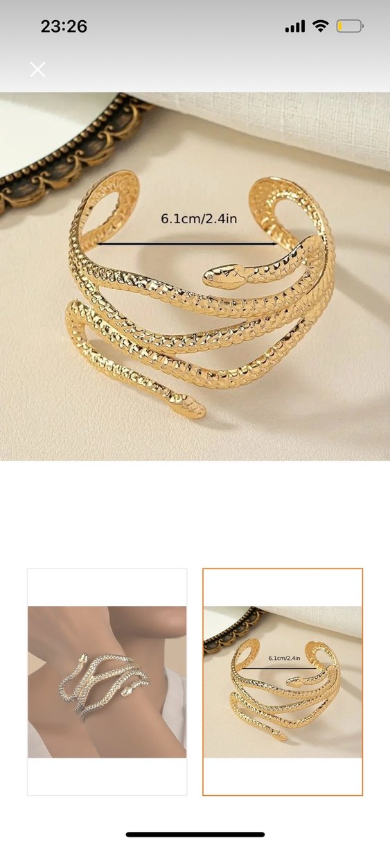 Yılan Desenli Altın Renk Kadın El Zinciri - Görsel 2