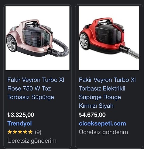 Fakir veyron elektrik süpürgesi