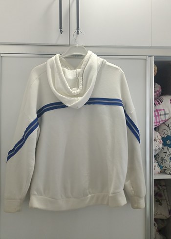 Defacto Beyaz Kapüşonlu Oversize Sweatshirt