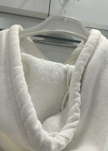 m Beden beyaz Renk Beyaz Kapüşonlu Oversize Sweatshirt